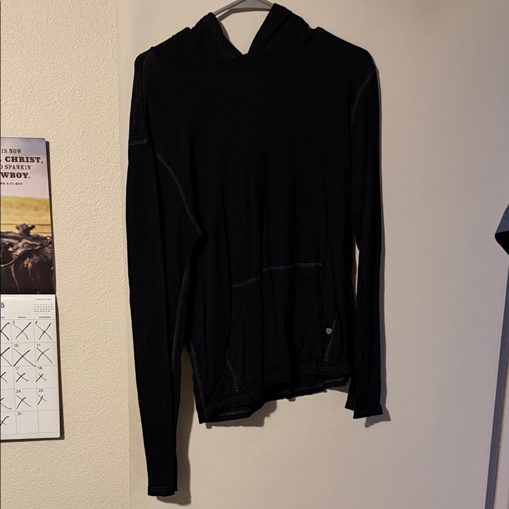 Rock & Republic Black Hooded Long Sleeve Top